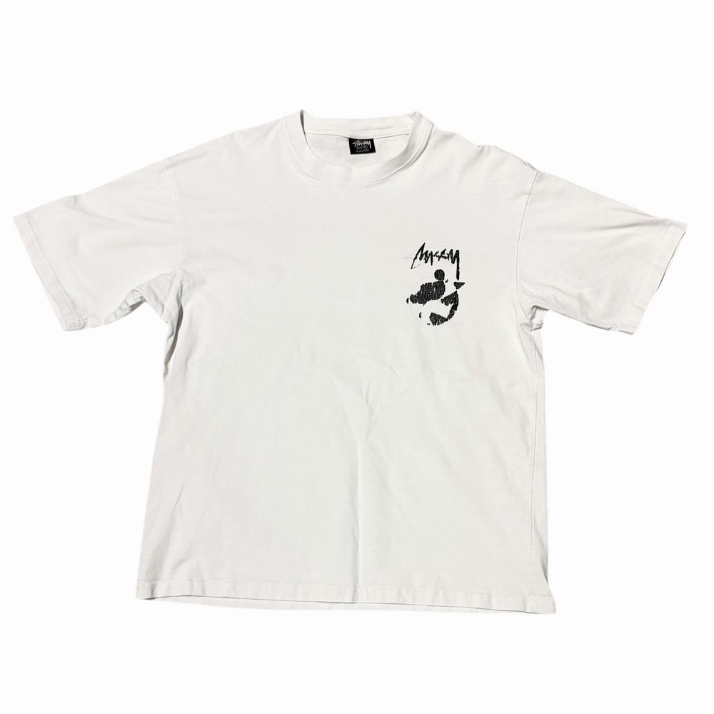 Stussy Surfman 2 Pigment Dyed Tee Natural Boxy Fit Made In USA Mens Medium READ